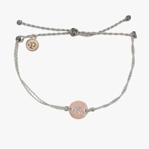 Brand New -  Puravida PAVE WAVE COIN CHARM Bracelet in Light Grey with Rose Gold